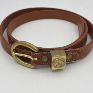 Dooney & Bourke Women’s Belt L 34” - 36” Brown Leather USA Vtg Brass Duck